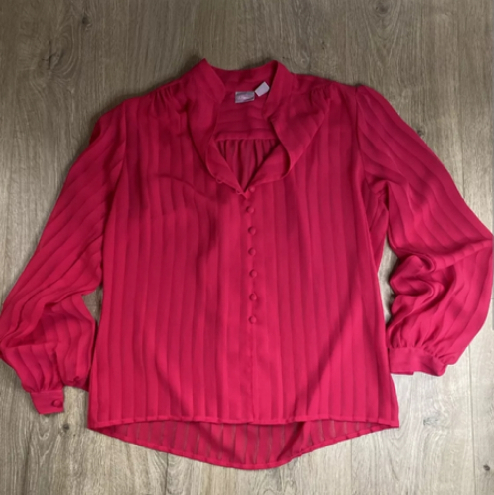 JC Penney sheer fuchsia button up  blouse size 20 - $15.00